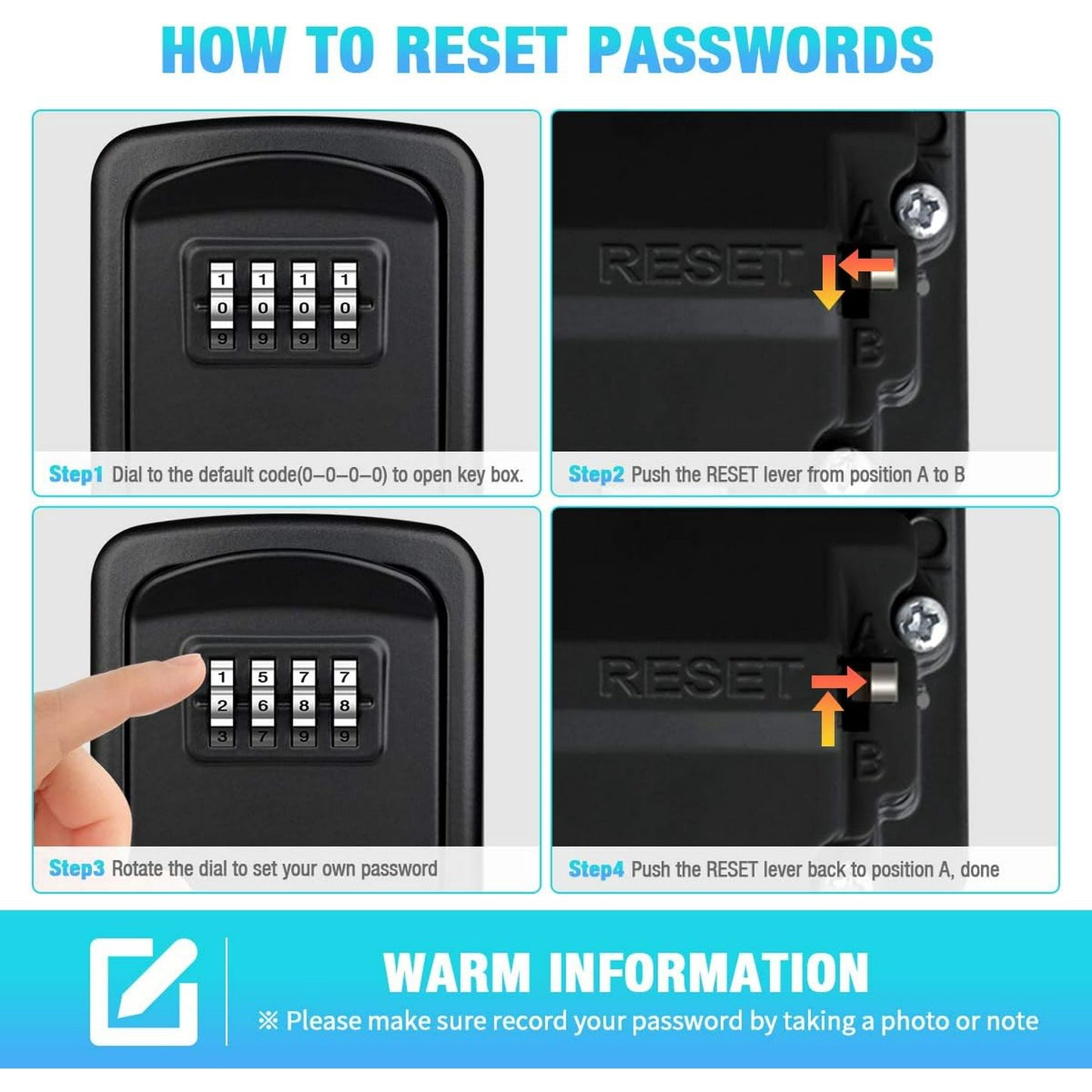 Key Lock Box for Outside – Heavy-Duty Waterproof Key Safe with 5-Key Capacity & Resettable Code for Home, Garage, Airbnb & Emergency Access
