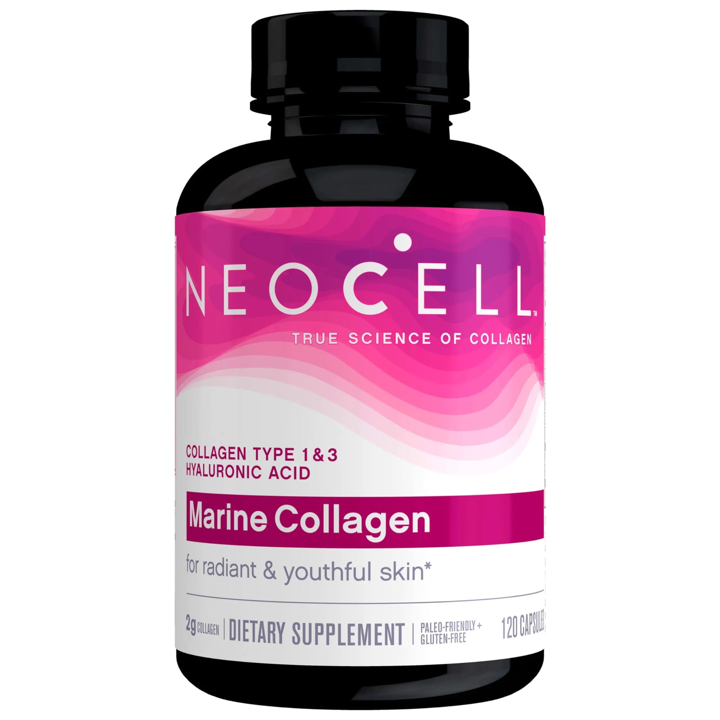 NeoCell Marine Collagen With Collagen Type 1 and 3 and Hyaluronic Acid With Hydrolyzed Collagen Skin Health Supplement Capsule 120 Count 1 Bottle