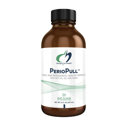 Designs for Health PerioPull - Pulling Oil for Teeth and Gums Fresh Breath - Oil Pull with MCT Coconut Oil GG Bromelain & Coenzyme Q10 to Support Oral Health - Fresh Mint Flavor Oral Rinse (8oz)