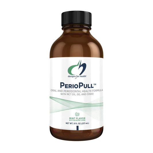 Designs for Health PerioPull - Pulling Oil for Teeth and Gums Fresh Breath - Oil Pull with MCT Coconut Oil GG Bromelain & Coenzyme Q10 to Support Oral Health - Fresh Mint Flavor Oral Rinse (8oz)