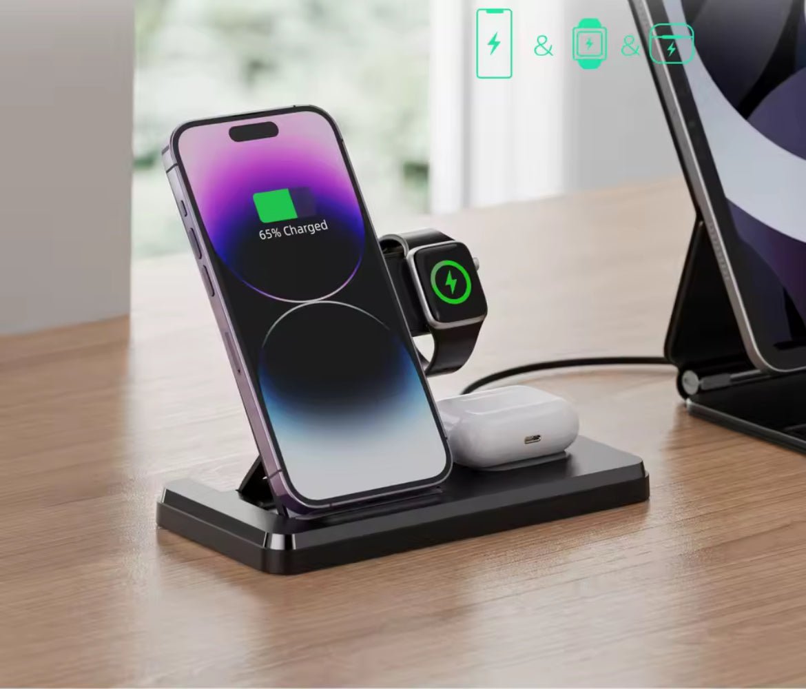 3 - in - 1 Wireless Charger Stand & Pad | Fast Charging Station for Desk. - Shaikat And Zuthi’s Tech Ideas