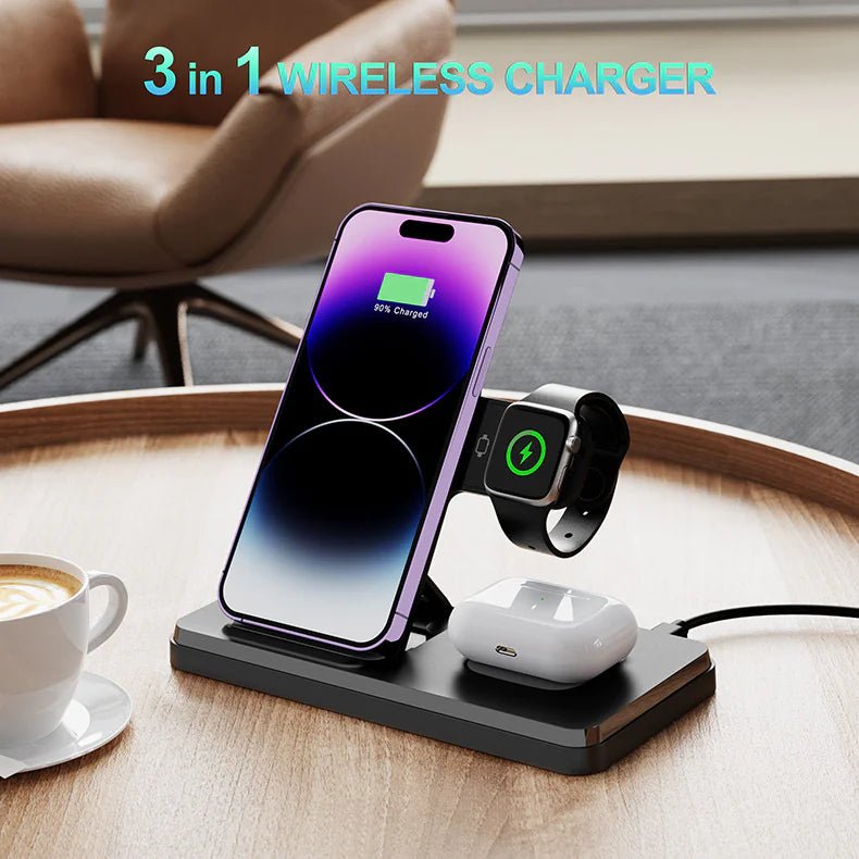3 - in - 1 Wireless Charger Stand & Pad | Fast Charging Station for Desk. - Shaikat And Zuthi’s Tech Ideas