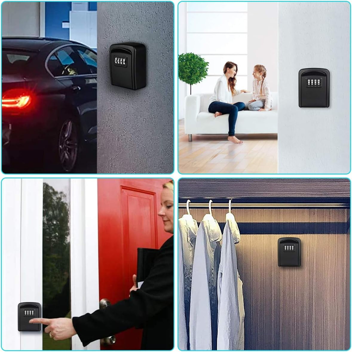 Key Lock Box for Outside – Heavy-Duty Waterproof Key Safe with 5-Key Capacity & Resettable Code for Home, Garage, Airbnb & Emergency Access