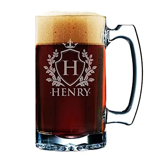 My Personal Memories Custom Personalized and Engraved 12 oz Beer Mug (Name and Initial Style)
