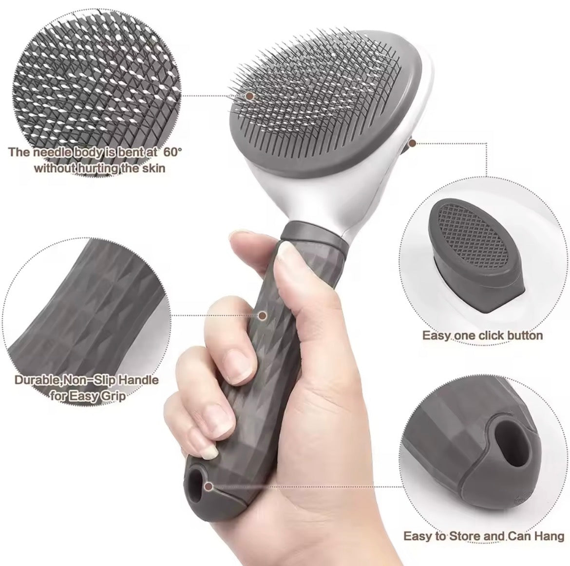 Cat Brush Self Cleaning Slicker Brush for Shedding and Grooming Removes Loose Undercoat Mats and Tangled Hair Grooming Comb for Cats Dogs Gray.                              #doggrooming #catgrooming #petbrush #deshedding