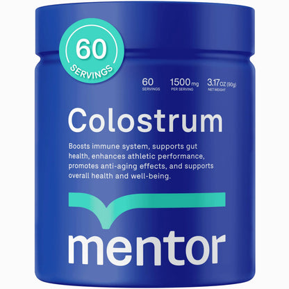 Mentor Colostrum Powder Supplement for Humans - Organic Bovine Colostrum Supplement for Gut Health Hair Growth Beauty and Immune Support - Colostrum Protein