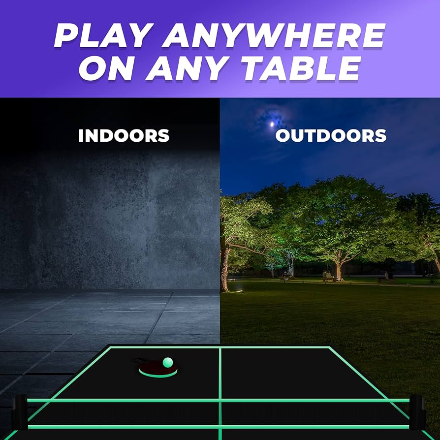 Blacklight Ping Pong Set Glow in The Dark Ping Pong UV Floodlight Table Tennis Neon Ping Pong Ceiling Attachment