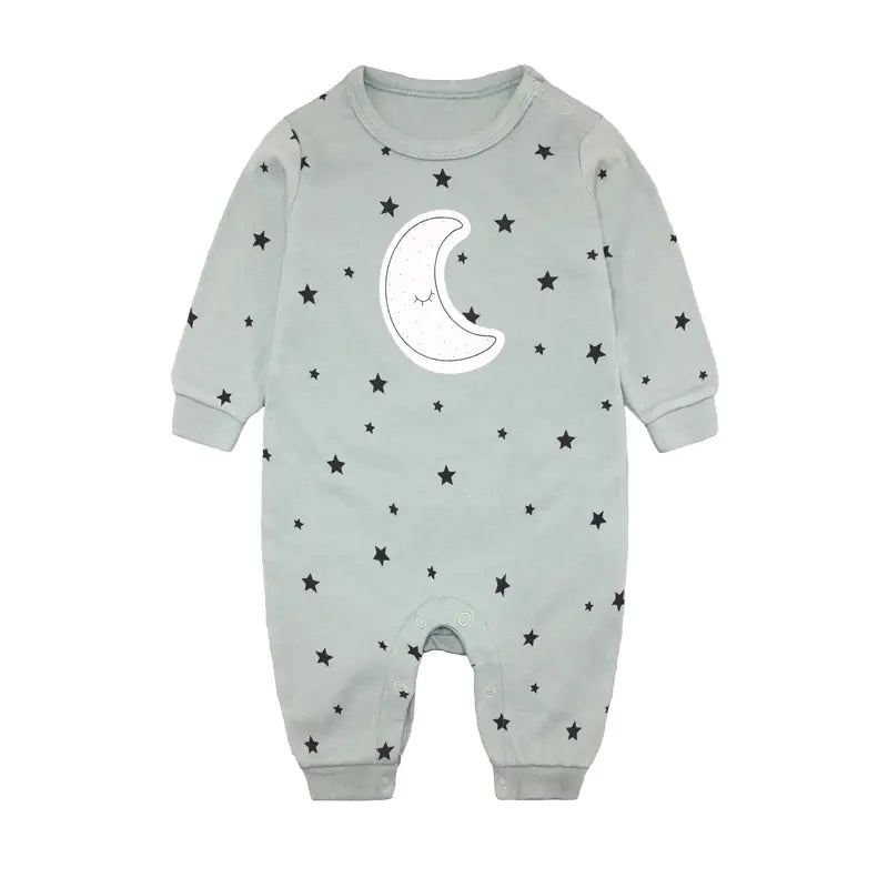Baby Romper Long Sleeve Moon Stars Outfit for Infants
