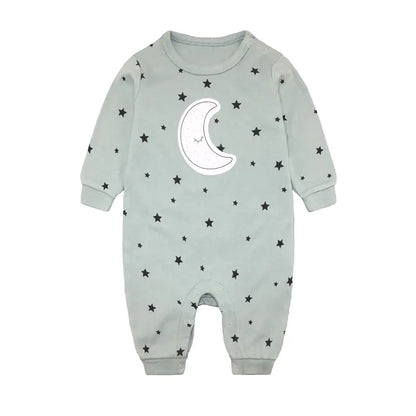 Baby Romper Long Sleeve Moon Stars Outfit for Infants