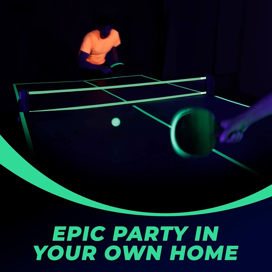 Blacklight Ping Pong Set Glow in The Dark Ping Pong UV Floodlight Table Tennis Neon Ping Pong Ceiling Attachment