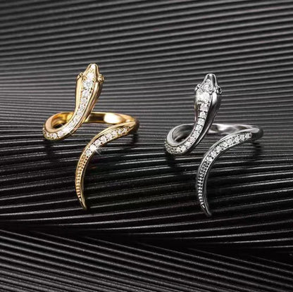 Versatile Zircon Simulated Snake Ring for Personal Style