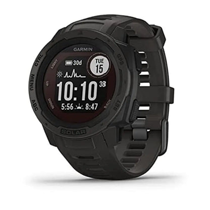 Garmin Instinct Solar Solar-Powered Rugged Outdoor Smartwatch Built-in Sports Apps and Health Monitoring Graphite (Renewed)