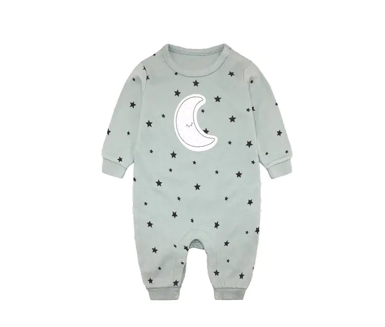 Baby Romper Long Sleeve Moon Stars Outfit for Infants