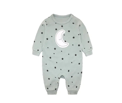 Baby Romper Long Sleeve Moon Stars Outfit for Infants