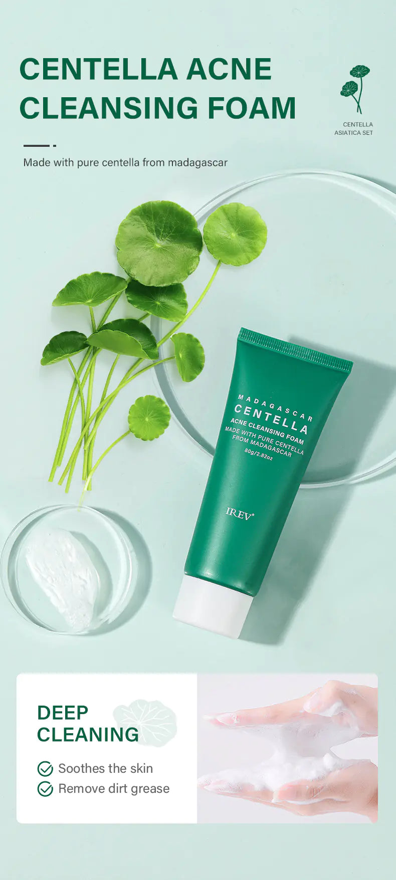 Private Label Skin Repair Centella Skin Care Kit Soothes Acne Face Care Centella Asiatica Extract Natural Facial Skin Care Set