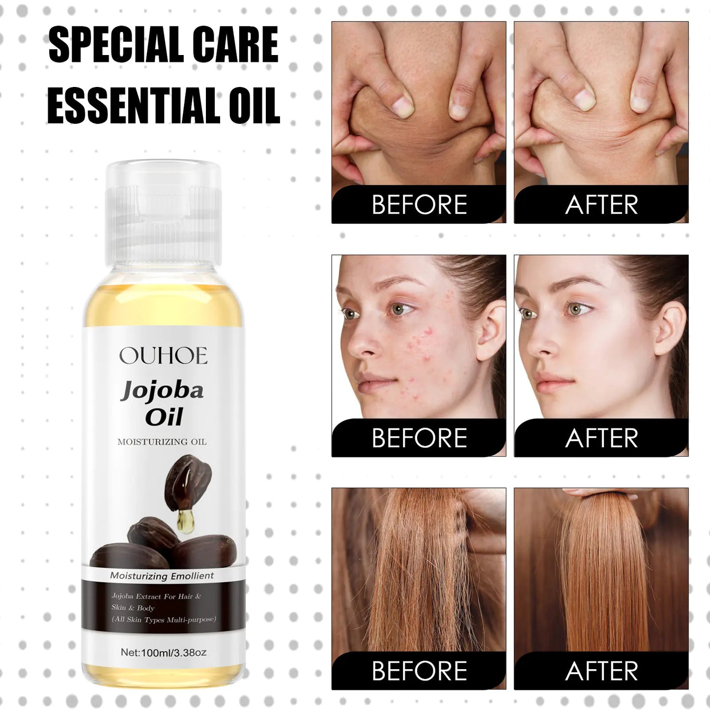 OUHOE Jojoba Oil for Hydrated Skin and Hair Care