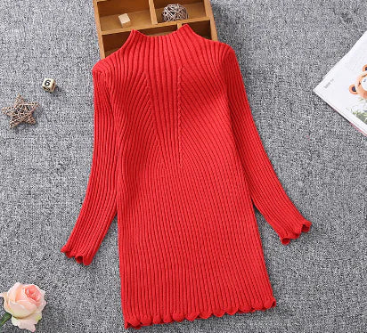 Thick Fleece Long Sweater for Girls, Knit Dress