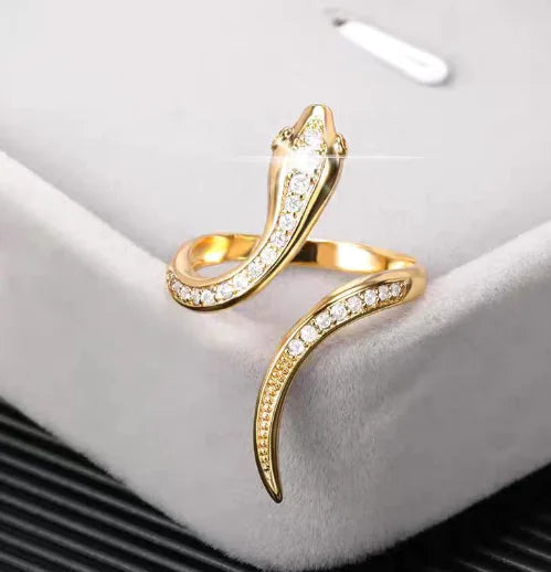 Versatile Zircon Simulated Snake Ring for Personal Style