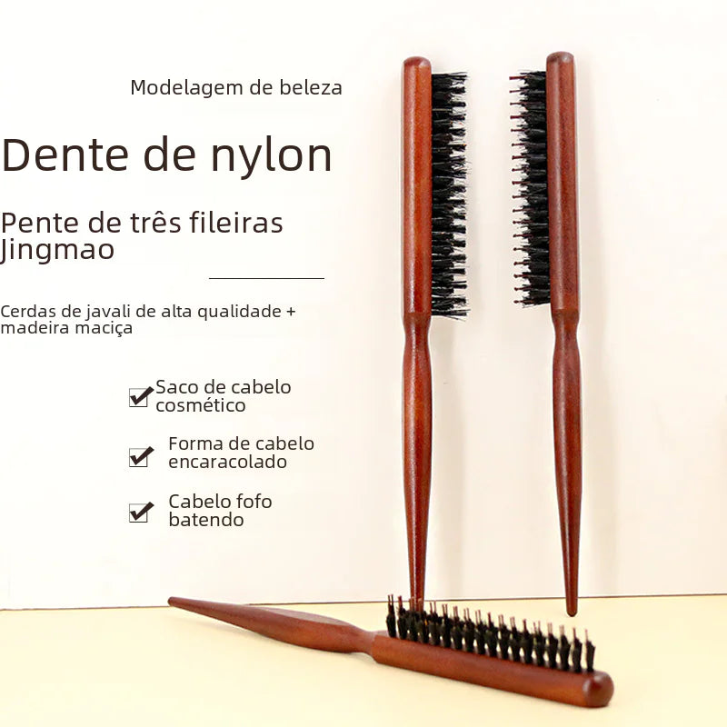 Cross-Border Three-Row Wooden Hair Styling Comb