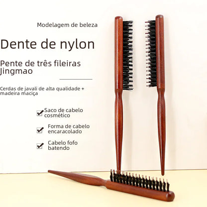 Cross-Border Three-Row Wooden Hair Styling Comb