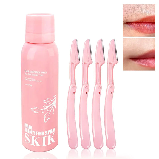 Hair Identifier Spray for Face Shaving Skin Body Hair Identifying Spray With RazorsHair identifier Spray for Face Dermaplaning Moisturizing and Skin Care Dermaplaner Spray(Spray Plus Razor)