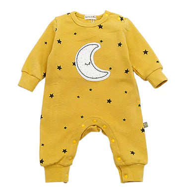 Baby Romper Long Sleeve Moon Stars Outfit for Infants