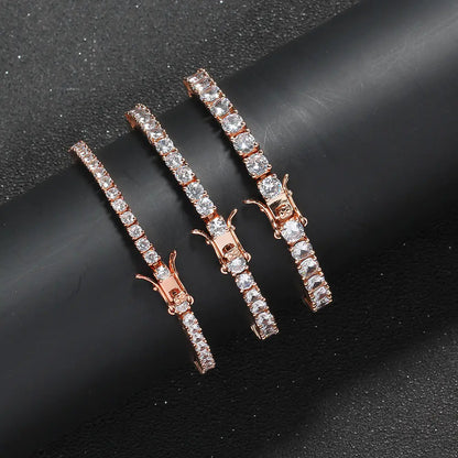 Tennis Bracelet with Zirconia Stones - Copper Hip-Hop Style