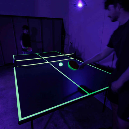 Blacklight Ping Pong Set Glow in The Dark Ping Pong UV Floodlight Table Tennis Neon Ping Pong Ceiling Attachment