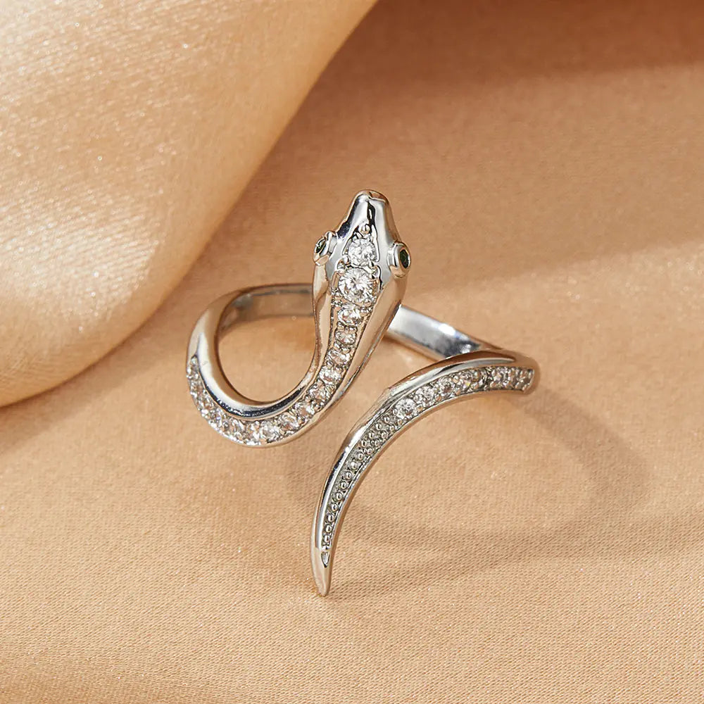 Versatile Zircon Simulated Snake Ring for Personal Style