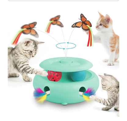 INKZOO Interactive Cat Toy Automatic Cat Toys for Indoor Cats 3 - in - 1 Electric Cat Toy USB Rechargeable Ambush Feather Fluttering Butterfly Track Balls Kitten Toy Cat Exercise Toys (Tiffany Blue) - Shaikat And Zuthi’s Tech Ideas