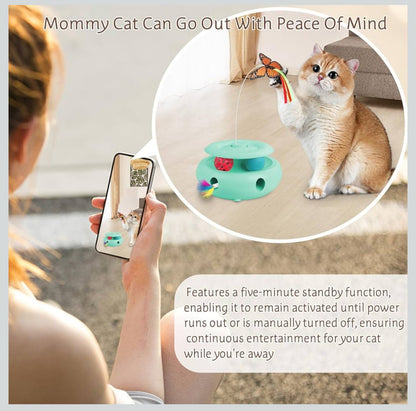 INKZOO Interactive Cat Toy Automatic Cat Toys for Indoor Cats 3 - in - 1 Electric Cat Toy USB Rechargeable Ambush Feather Fluttering Butterfly Track Balls Kitten Toy Cat Exercise Toys (Tiffany Blue) - Shaikat And Zuthi’s Tech Ideas