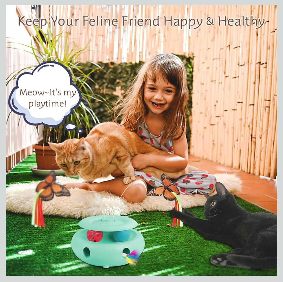 INKZOO Interactive Cat Toy Automatic Cat Toys for Indoor Cats 3 - in - 1 Electric Cat Toy USB Rechargeable Ambush Feather Fluttering Butterfly Track Balls Kitten Toy Cat Exercise Toys (Tiffany Blue) - Shaikat And Zuthi’s Tech Ideas