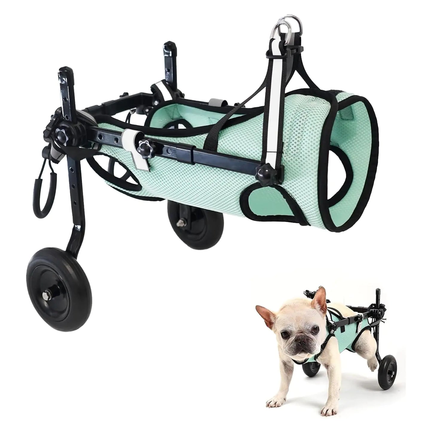 BECROWM Dog Wheelchair for Back Legs Adjustable Dog Wheelchairs with 2 Wheels Pet Doggy Wheelchairs with Disabled Hind Legs Walking-Dog Leg Brace and Hip Support Light Weight (S)