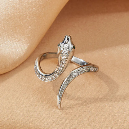 Versatile Zircon Simulated Snake Ring for Personal Style