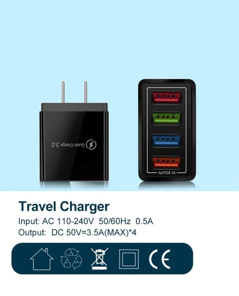 USB Wall Charger Plug Block Cube 4 Port Portable Quick Charger - Shaikat And Zuthi’s Tech Ideas