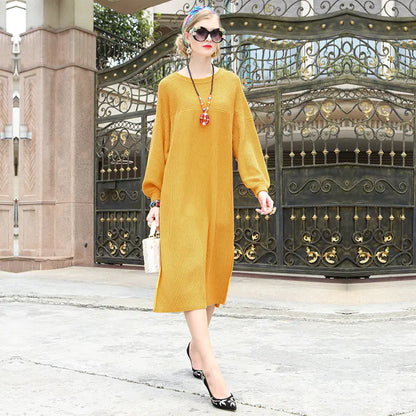 Winter Warm Solid Color Knit Sweater Dress for Plus Size