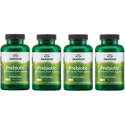 Swanson Prebiotic Capsules - Promotes Friendly Flora Support & Overall Digestive Health - Prebiotic Fiber Promoting Gut Health & Immune Health Support - (120 Veggie Capsules 750mg Each) 4 Pack